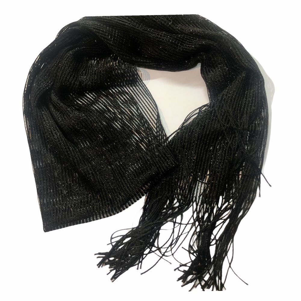 Black sparkle scarf wrap with tassels